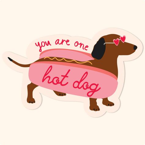 강아지 그림, Dog Stickers, Gift Stickers, Hot Dogs, Cute Stickers, Dachshund, Sake, Art Inspo, Sticker Design