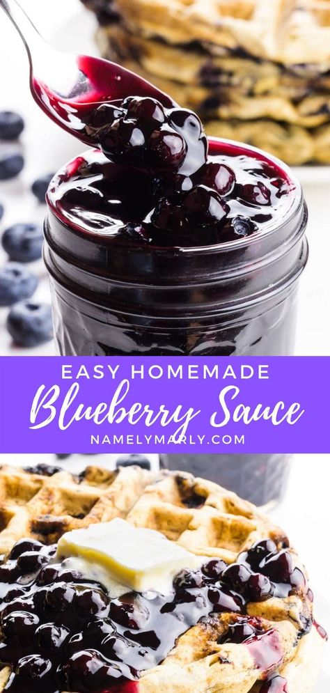 Cheesecake Waffles, Blueberry Glaze, Fresh Blueberry Recipes, Blueberry Sauce Recipe, Blueberry Desserts Recipes, Pancakes Vegan, Blueberry Topping, Fruit Sauce, Berry Sauce