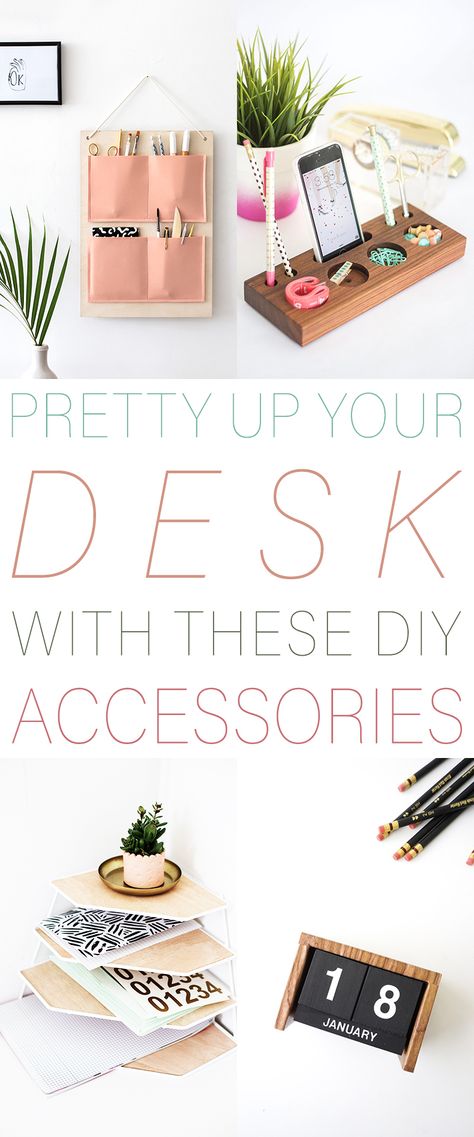 Pretty Up Your Desk With These DIY Desk Accessories   #DIY #DIYDESK #DIYDESKACCESSORIES #Accessories #DIYAccessories #OfficeAccessories #DIYOfficeAccessories #PrettyDesk #MakeYourDeskPretty #DIYPenHolder #DIYOfficeOrganizer #DIYPerpetualCalendar Diy Desk Accessories, Office Desk Organization, Diy Office Desk, Diy Wood Pallet, Pretty Desks, Diy Storage Rack, Cute Desk Accessories, Cute Office Supplies, Diy Organizer