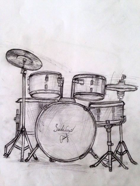 Drawings With Charcoal, Pages Wallpaper, Drum Drawing, Guitar Drawing, Cool Drawing, Drums Art, Design Art Drawing, Wallpaper Inspiration, Music Drawings