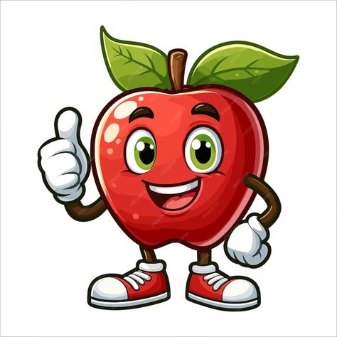 Cartoon apple character giving a thumbs up vector illustration on white background | Premium AI-generated vector Apple Doodle, Apple Character, Fall Chalkboard Art, Apple Cartoon, Cartoon Apple, Fall Chalkboard, Apple Illustration, Apple Art, Cartoons Png