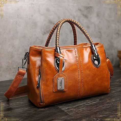 Large leather tote bag