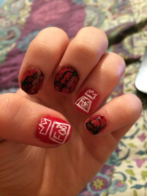 Did my nails for my Fall Out Boy/Paramore concert tomorrow! Fall Out Boy Nails, Paramore Concert, Funky Nails, My Nails, Fall Out Boy, Paramore, I Fall, Class Ring, Nail Designs