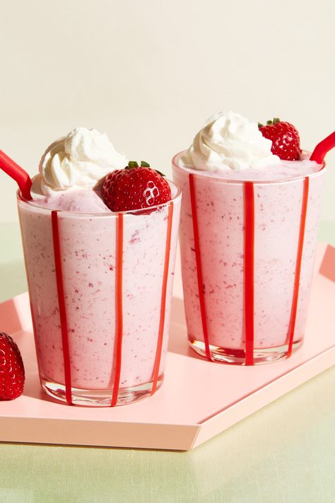 What’s not to love about a homemade strawberry milkshake? This summer-ready recipe combines fresh strawberries with thick scoops of vanilla ice cream for a cool, ultra-creamy drink that’s just sweet enough. This simple strawberry milkshake recipe requires minimal prep time and is highly adaptable. Use strawberry ice cream instead of vanilla to double the fruity fun, or chocolate ice cream for a Valentine’s-worthy dessert. Top with whipped cream and garnish with sliced strawberries. Strawberry Milkshake Recipe, Milkshake Recipe Strawberry, Speculoos Cookie Butter, Homemade Hot Fudge, Milkshake Recipe, Soda Recipe, Chocolate Malt, Malted Milk, Root Beer Float