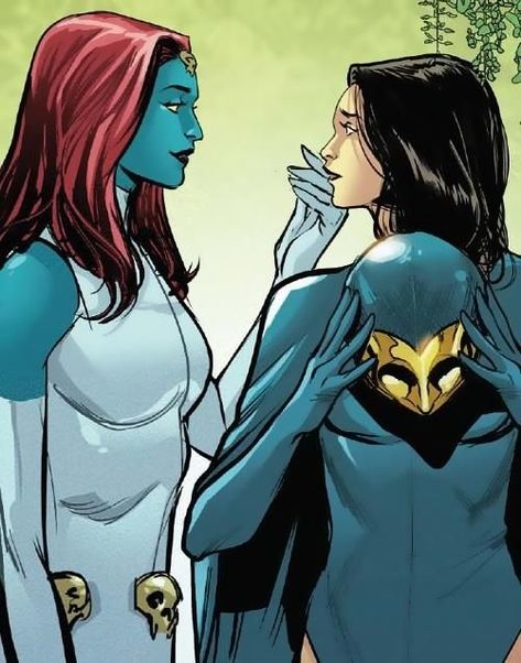 Mystique and Destiny from Immortal X-Men Vol 1 #3 Mystique And Destiny, Mystique Comic, Mystique Xmen, Mystique Art, Marvel Rpg, Destiny Comic, Marvel Female Characters, Female Comic Characters, Xmen Art