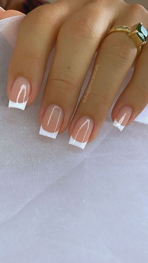 White Tip Acrylic Nails, French Manicure Nails, Square Nail Designs, Fancy Nails Designs, Girly Acrylic Nails, French Tip Acrylic Nails, Basic Nails, Gel Nail Colors, White Tip