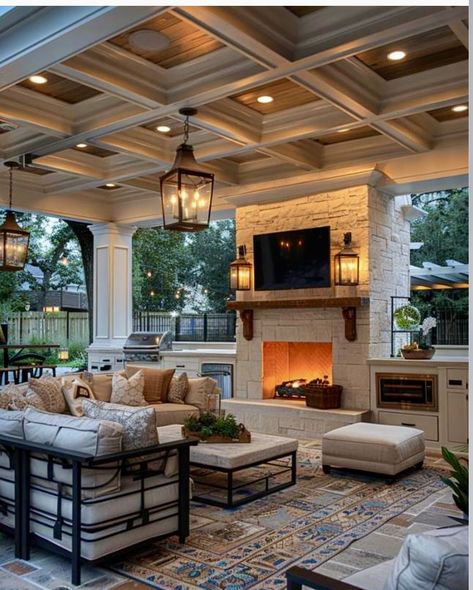 Outdoor Fireplace Designs, Outdoor Fireplace Patio, Wildlife Garden, Backyard Fireplace, Backyard Pavilion, Outdoor Living Rooms, Outdoor Kitchen Patio, Outside Living, Outdoor Living Room