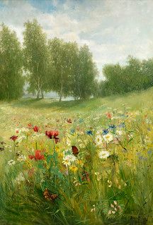 Anna Billing (Swedish, 1849 - 1927), Lush green summer mea… | Flickr Summer Meadow, Vegan Eats, Soyut Sanat Tabloları, 수채화 그림, Eyes Design, Girls Eyes, Nature Aesthetic, Jewelry Shopping, Purse Jewelry