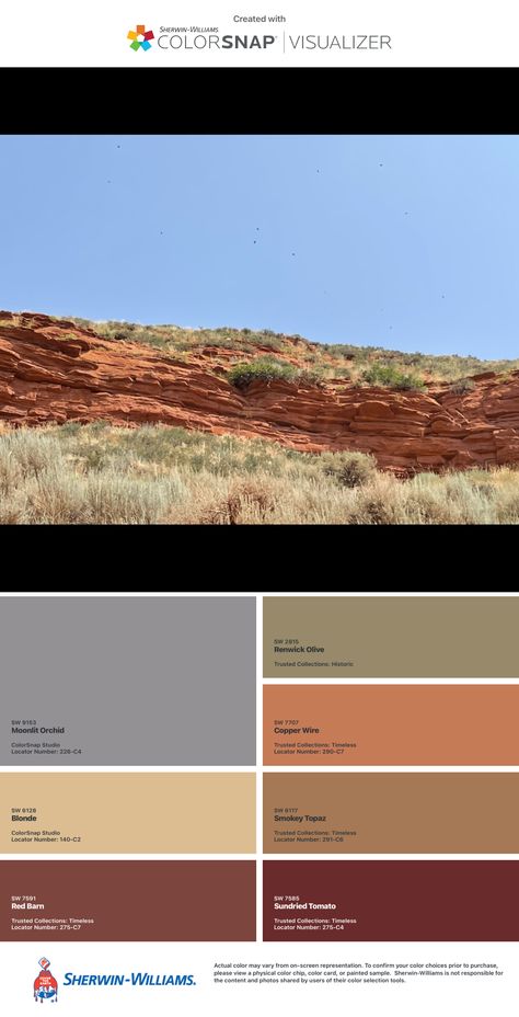 Sherwin Williams Smokey Topaz, Sun Dried Tomato Sherwin Williams, Smokey Topaz, Color Chip, Cob House, Red Barn, Sherwin Williams, Sun Dried Tomato, Color Card