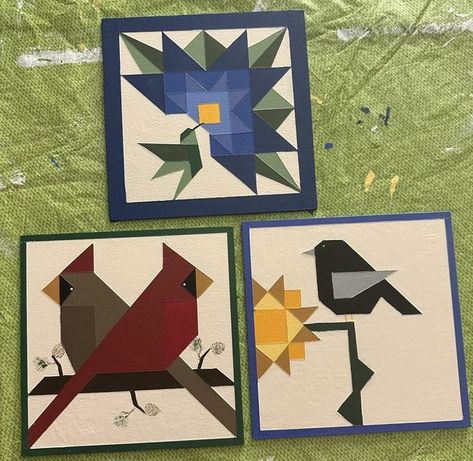 Barn Quilt Addicts | I’m very excited about my birds | Facebook Quilts With Birds, Barn Quilts Designs, Quilt Snowflake, Quilts Designs, Sewing Quilts, Barn Quilt Designs, Barn Quilt Patterns, Quilt Squares, A Ladder