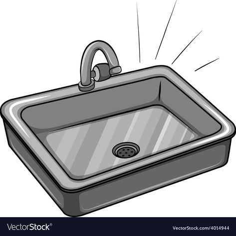 Kitchen Sink Drawing, Sink Illustration, Sink Drawing, House Drawing For Kids, Kitchen Drawing, Cartoon House, Clean Sink, Background Clipart, Book Letters