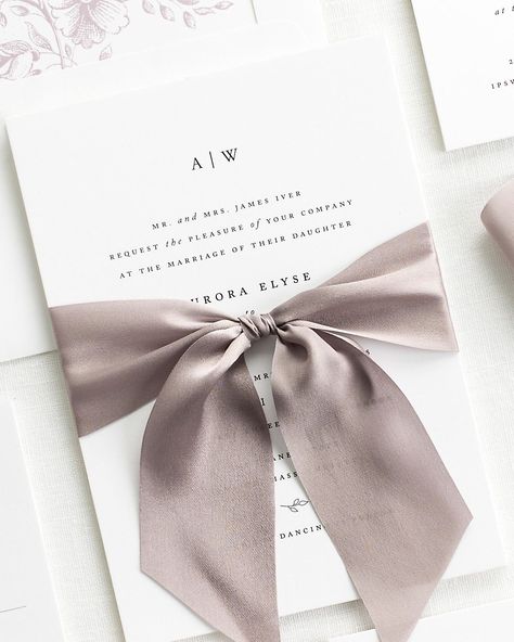 Ribbon around invitation as a belly band. Wedding Invitations With Ribbon, Invitations With Ribbon, Ribbon Wedding Invitations, Non Traditional Wedding Ring, Ribbon Invitation, Aurora Wedding, Simple Elegant Wedding, Ribbon Wedding, Cheap Wedding Invitations