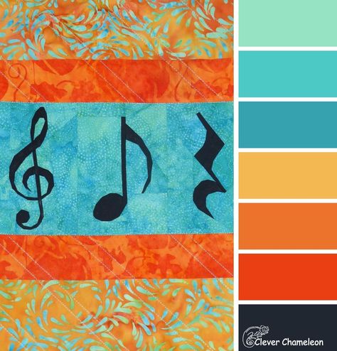 Colour of music colour scheme at Clever Chameleon Logo Color Schemes, Music Art Print, Teal And Orange, Weekly Inspiration, Happy Music, Music Coloring, Lap Quilts, Quilting Rulers, Colour Inspiration