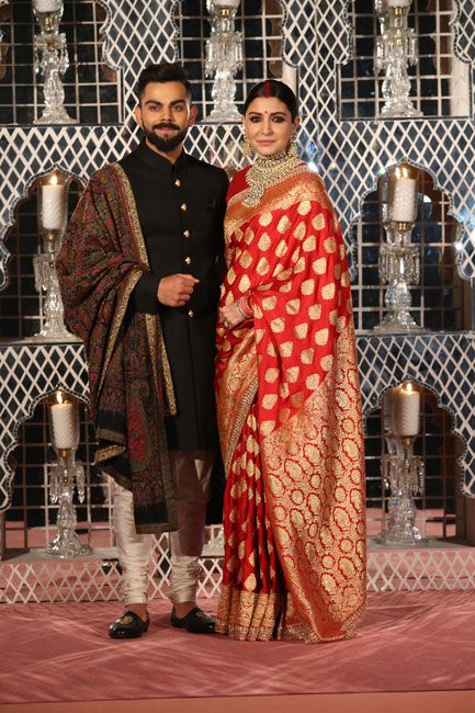 Anushka Sharma And Virat, Virat Kohli And Anushka, Reception Outfits, Virat And Anushka, Indian Groom Wear, Wedding Dresses Men Indian, Reception Outfit, Couple Wedding Dress, Indian Brides