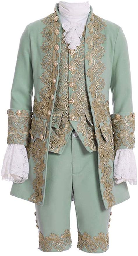 Amazon.com: Men's Victorian Fancy Outfit 18th Century Regency Tailcoat Vest Halloween Costume: Clothing Rococo Costume, Prince Cosplay, Embellished Coat, Prince Costume, Fancy Outfit, Rococo Fashion, Victorian Costume, Performance Dresses, Century Clothing