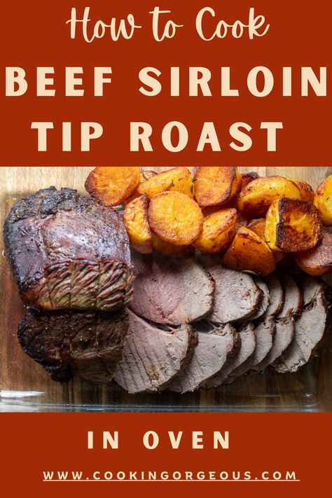 Recipe for easy marinated in wine beef sirloin tip roast and homemade gravy served with duck fat potatoes. Red Wine Marinade, Beef Sirloin Tip Roast, Roast In Oven, Easy Fall Dinner Recipes, Wine Marinade, Tip Roast, Sirloin Tip Roast, Great Dinner Recipes, Beef Round