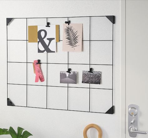 A grid panel that'll turn your wall into a DIY bulletin board, so you can hang up pictures, cards, and other knickknacks. Plus, it comes with a set of clips, so you can hang things up right away. Ikea Notice Board, Wire Memo Board, Diy Bulletin Board, Grid Panel, Ikea Website, Office Pictures, Memo Boards, Hung Up, Magnetic Board