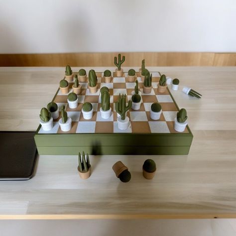 ♟️✨ Check out our latest creation! A stunning 3D printed chess set, combining innovation and craftsmanship. Ready for your next strategic battle? 🔥♟️ #3DPrinting #ChessSet #Innovation #Craftsmanship #3DPrinted #UniqueDesigns Pottery Games, Plant Cactus, Chess Set Unique, Chess Board Game, Easy Diy Costumes, Cactus Types, Chess Game, Tabletop Rpg, Chess Pieces