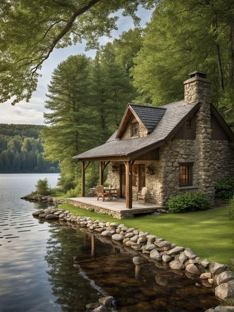 Cabin Houses, Terry Redlin, Granny House, Waterfront Cabins, Remote Locations, Remote Location, Woodland House, Small Cottage Homes, Dream Cottage