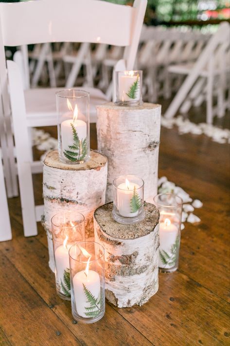 Aspen Wedding Decorations, Aspen Wedding Decor, Birch Wood Wedding Decor, Rustic Wedding Aisle Decor Indoor, Evergreen Wedding Decor, Wedding Pillars Ceremony, Winter Wedding Aisle Decorations, Rustic Wedding Decor Indoor, Birch Tree Wedding Decor