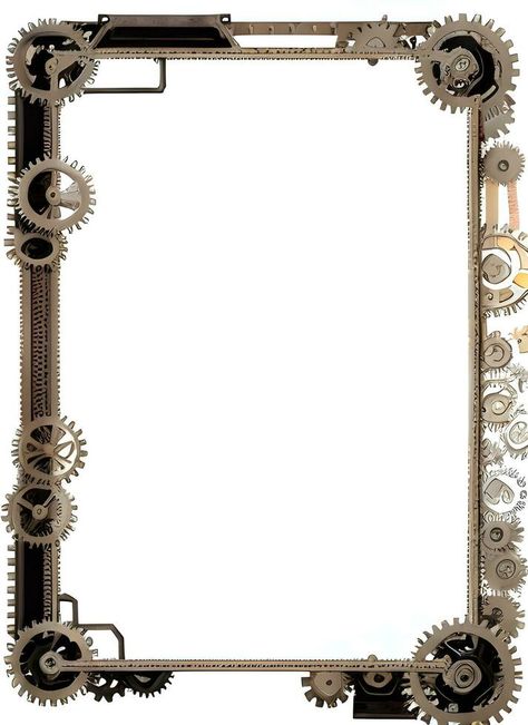 Steampunk Border Frame Illustration Ai Generative Steampunk Border Design, Steampunk Frame, Steampunk Background, Steampunk Wallpaper, Steampunk Elements, Book Cover Design Template, Photo Border, Game Card Design, Frame Illustration