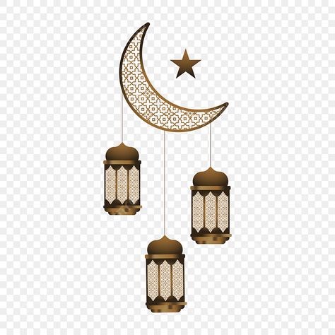 Islamic Moon And Star, Ramadan Background Design, Ramadan Lantern Design, Lantern Islamic, Islamic Moon, Png Islamic, Eid Moon, Islamic Png, Ramadan Moon