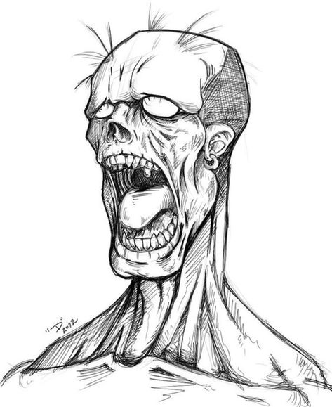 40 Insanely Cool Zombie Drawings and Sketches - Bored Art Zombie Drawings, Arte Zombie, Zombie Face, Bored Art, Scary Drawings, Creepy Drawings, Zombie Art, Chandler Riggs, 다크 판타지