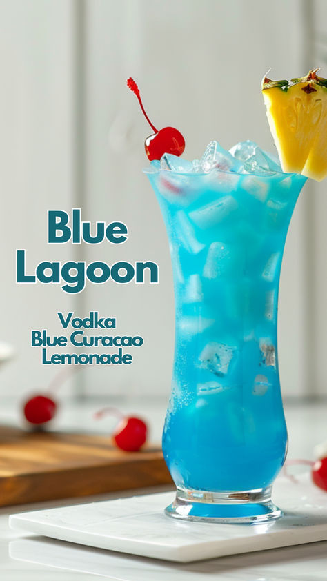 Blue Lagoon Blue Curacao Lemonade Drinks, Blue Lemonade Cocktail, Blue Drinks Alcohol Recipes, Blue Halloween Drinks Alcohol, Blue Sourpuss Drinks, Blue Vodka Drinks, Blue Curacao Drinks Easy, Blue Caraco Drinks Cocktail Recipes, Blue Drinks Aesthetic