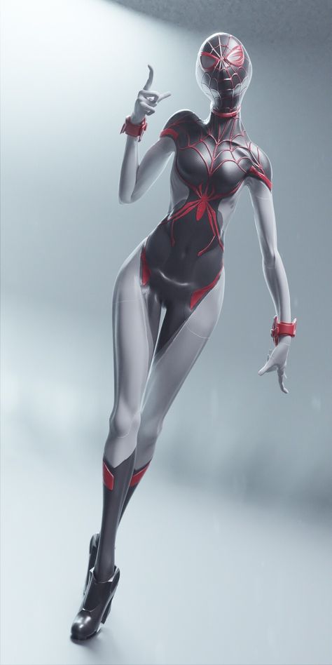 ArtStation - Spider-Girl or Ampstrom, wanoco 4D Black Disney Princess, Spider Suit, Superhero Suits, Miles Spiderman, Spider Man Into The Spider Verse, Spiderman Suits, Black Widow Spider, Into The Spider Verse