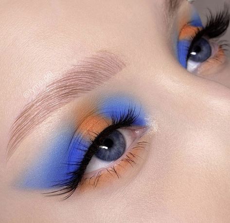 Orange And Blue Eyeshadow, Fade Into Hue, Orange Eyeshadow Looks, Blue Eyeshadow Looks, Orange Eyeshadow, Brow Styling, Concealer Palette, Colourpop Cosmetics, Blue Eyeshadow