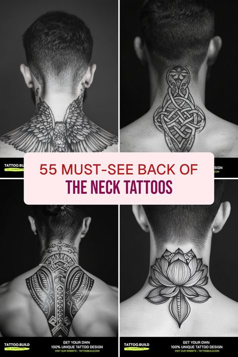 Looking for unique back of the neck tattoo ideas? Check out these 55 eye-catching designs perfect for men. From fierce symbols to majestic mandalas, this collection showcases a variety of styles that tell a story. Uncover the meanings and see why the back of the neck is such a popular canvas for self-expression. Whether you prefer something minimalist or a more detailed design, you're bound to find inspiration for your next tattoo. Make your mark with art that holds personal significance. Mandalas, Shoulder Neck Tattoo Men, Small Back Tattoos For Men, Men’s Back Neck Tattoo Ideas, Neck Scar Tattoo, Behind The Neck Tattoos Men, Back Of The Neck Tattoos Men, Mens Neck Tattoos Ideas, Back Head Tattoo