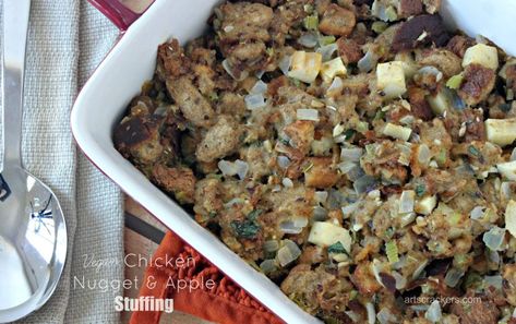 chicken nuggets gourmet Archives - Arts and Crackers Challah Stuffing, Leftover Turkey Casserole, Vegan Chicken Nuggets, Sage Stuffing, Veggie Casserole, Turkey Casserole, Stuffing Casserole, Leftover Mashed Potatoes, Vegetable Broth