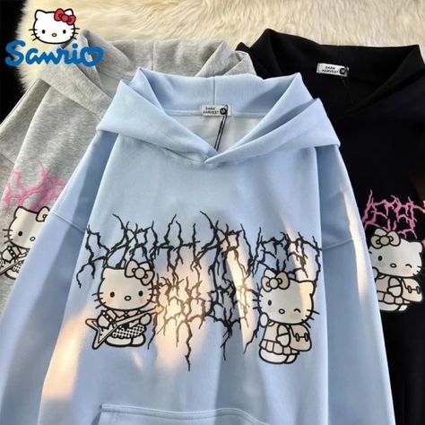 Just found this amazing item on AliExpress. Check it out! $17.97  40％ Off | Sanrio Punk Rock Hello Kitty Hooded Sweater Hoodies Y2k Streetwear Fashion Pullovers Women's Autumn Loose Oversize Coat Clothes Rock Hello Kitty, Y2k Streetwear Fashion, Hoodie Female, Hoodies Y2k, Hello Kitty Hoodie, Campus Style, Streetwear Fits, College Campus, Oversized Coat