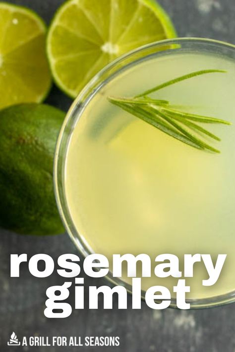 Rosemary adds a delicious twist to a classic gin cocktail. The Rosemary Gimlet will be your new favorite refreshment. Simple syrup infused with rosemary is the perfect balance to dry gin and lime. Be ready to make a pitcher, your guests will be asking for seconds! Rosemary Infused Vodka, Rosemary Gimlet Recipe, Drinks With Rosemary Simple Syrup, Rosemary Simple Syrup Recipe Cocktails, Gin Rosemary Cocktail, Rosemary Simple Syrup Cocktail, Drinks With Rosemary, Cocktails With Rosemary, Rosemary Gimlet