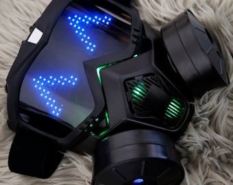 Futuristic Accessoires by Kellermannsoutcome on Etsy Pixel Led, Cyberpunk 2020, Led Matrix, Cool Masks, Armor Concept, Futuristic Technology, Gas Mask, Cool Inventions, Mask Design