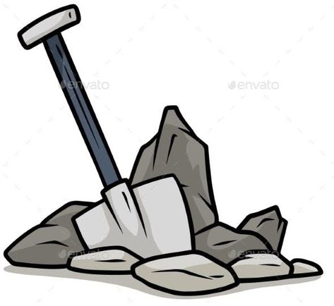 Cartoon Shovel in Gray Stones Vector Icon for $4 #VectorDesigns #GraphicRiver #graphics #vector #designcollections #graphicdesign #VectorIllustration #VectorGraphics #graphicresource #graphicdesigner #design Shovel Drawing, Stone Cartoon, Drawing Rocks, Design Studio Workspace, Free Cartoons, Black Cartoon, Ink Illustrations, Grey Stone, Game Assets