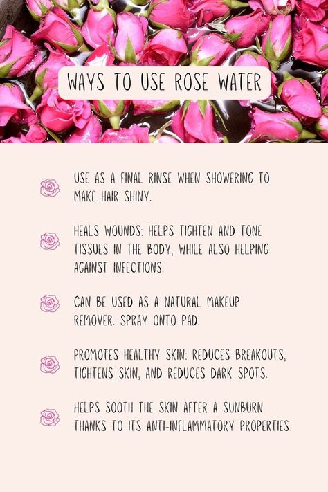 Using rose water. Rose Water Benefits Hair, Diy Rose Water Toner, Rose Water Hair, Rose Water Face Mist, Rose Water Benefits, Rose Water Diy, Rose Toner, Natural Makeup Remover, Rose Water Toner