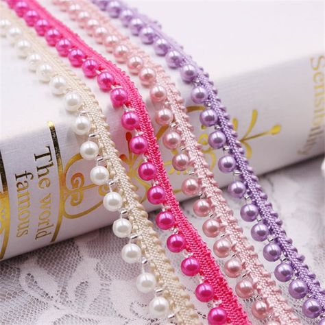 Cheap Lace, Buy Quality Home & Garden Directly from China Suppliers:1yards/lot White/black/gold Pearl Beaded Lace Ribbon Trim Tape Fabric Ribbon Garment Handmade DIY Sewing Craft Materials Clothes Enjoy ✓Free Shipping Worldwide! ✓Limited Time Sale ✓Easy Return. Bag Decoration, Wedding Sash, Lace Decor, Pearl Design, Lace Ribbon, Embroidery Fashion, Lace Hem, Fabric Ribbon, Craft Materials