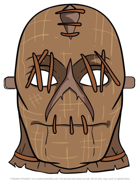 Halloween Scarecrow Costume, Mask Theater, Scarecrow Mask, Coloring Printables, Scarecrow Costume, Mask Drawing, Halloween Scarecrow, Scary Creepy, Burlap Sacks