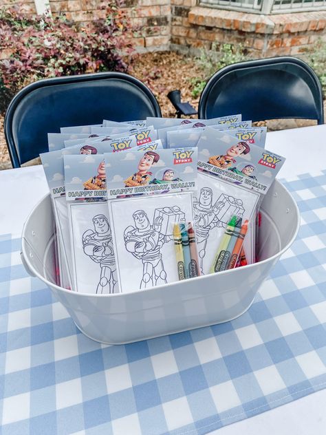 Toy Story Birthday Bbq, Simple Toy Story Birthday, Two Infinity And Beyond Birthday Activities, Toy Story Themed Goodie Bags, Toy Story Party Outfit, Reach Four The Sky Birthday Party, 2 Toy Story Birthday, Toy Story Muted Colors, Toy Store Birthday Party Ideas