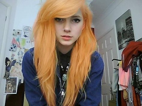 ... Sherbet Hair Color, Light Orange Hair, Burnt Hair, Neon Hair, Tumblr Hair, Hair Styles 2014, Honey Hair, Pale Orange, Hair Advice