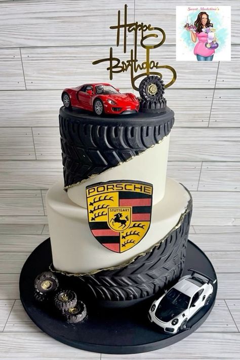 Car Cake Decoration, Cool Cakes For Men, Porsche Themed Birthday Party, Car Cake Ideas For Men, Car Cake Designs For Men, Lamborghini Birthday Party Ideas, Car Cakes For Men Birthdays, Car Theme Cake For Men, Car Cake Design For Boys