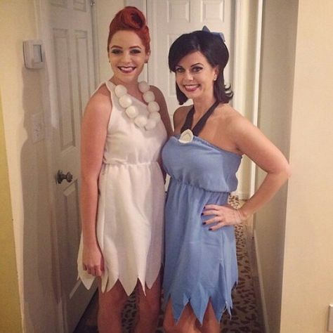 Wilma and Betty Wilma And Betty, Bff Costumes, Best Friend Halloween, Make Your Own Costume, Nude Slip Dress, Halloween Kids Costumes Girls, Thelma And Louise, Box Costumes, Best Friend Halloween Costumes