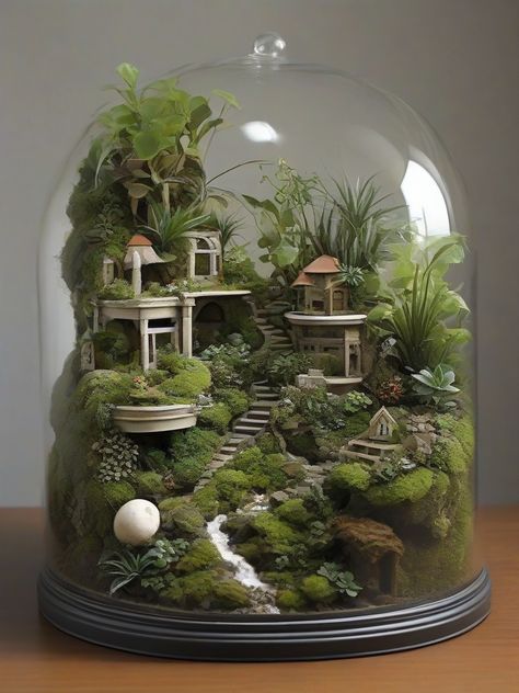 Diy Terrarium Decor, Fairy Garden Centerpieces, Garden Centerpieces, Miniature Nature, Terrarium Scene, Easter Decoration Ideas, Moss Centerpieces, Modern Terrarium, Tiny Garden Ideas