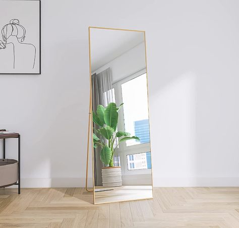 #goldenmirror #interiordesign # Full Length Mirror Stand, Floor Standing Mirror, Full Length Floor Mirror, Full Length Mirror Wall, Mirror Wall Bedroom, Full Body Mirror, Body Mirror, Living Room Mirrors, Frame Stand