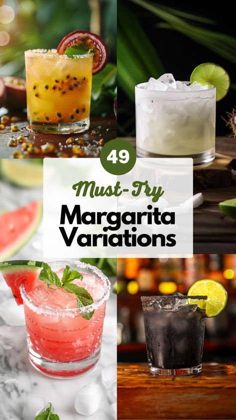 Margarita Variations Delicious Margarita Recipes, Creamy Margarita, Fancy Margarita Recipe, Margarita Variations, Best Margarita, Margarita Cocktails, Gin Margarita, Rum Margarita, Different Margarita Recipes