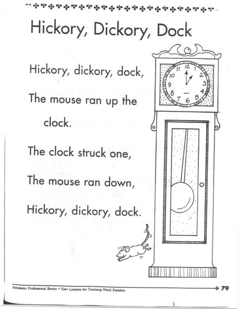 Hickory Dickory Dock Craft, Nursery Rhymes Preschool Crafts, Winter Town, Nursery Rhymes Preschool, Nursery Rhymes Activities, Hickory Dickory Dock, Classic Poems, Hickory Dickory, Easy Lessons