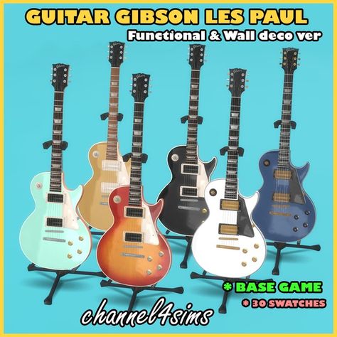 TS4: Guitar Gibson Les Paul - Functional & Deco | Patreon Simstrouble Cc, Guitar Gibson, Les Paul Guitars, Gibson Les Paul, Cc Finds, Sims 4 Cc, Sims 4 Custom Content, Les Paul, Long Time Ago