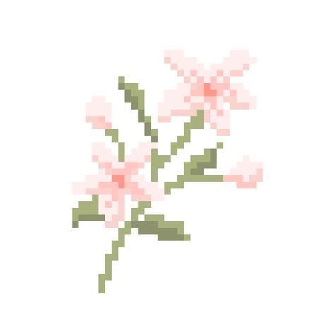 Pink, Pixel Art, Flat Design, Cross Stitch, Flowers, Design Flower, Pink Flowers, Green, Pattern