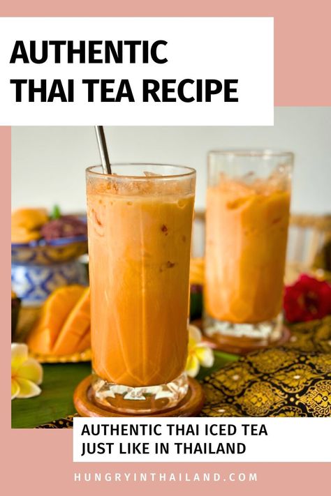 Low how to make authentic Thai iced tea just like your favorite restaurant. This straightforward recipe guides you through creating a classic cha yen, blending sweetened condensed milk with evaporated milk and Thai tea leaves. Thai Iced Tea Recipe Sweetened Condensed Milk, Citron Tea Recipe, Thai Ice Tea Recipe, Thai Tea Recipe Authentic, Iced Thai Milk Tea, Tea With Condensed Milk, Thai Milk Tea Recipe, Asian Drinks Non Alcoholic, Thai Iced Tea Recipe Authentic